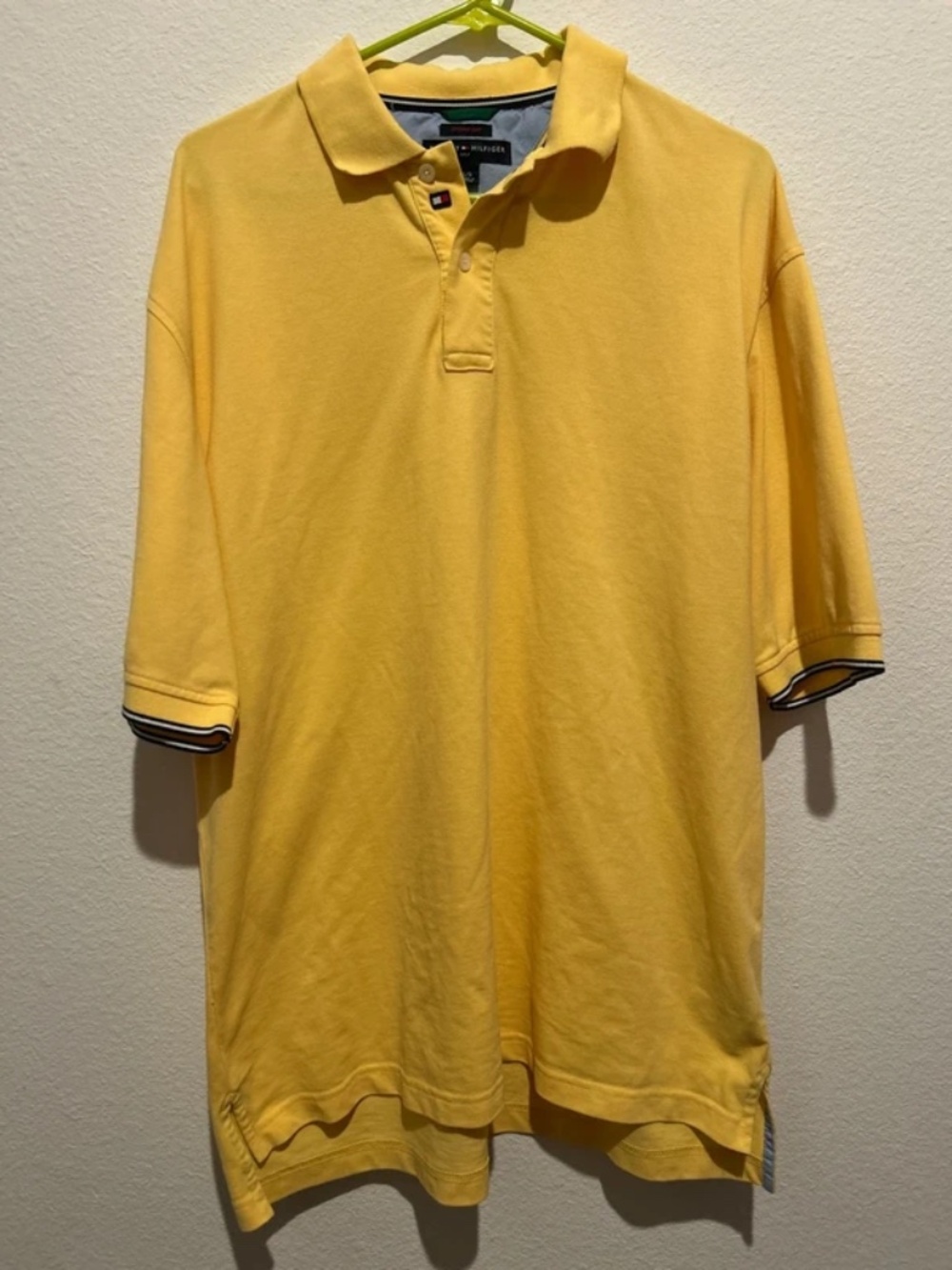 Tommy Hilfiger Golf Techno Dry Preppy Sport Citrus Yellow Polo Shirt Sz. L
